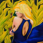 Ratacirea perfecta, ulei pe panza, 2018, (60x90cm)
Sunt lanuri de porumb pe care le numesc Acasa
Sa vin aici sa dau un telefon…
Azi intreb despre aur.
Tu imi spui bland sa inchid ochii,
Raspunsul acesta se aude in inima.
The perfect wandering, oil on canvas, 2018, (60x90cm)
There are lanes of corn that I call Home
To come here and make a call…
Today I question the gold.
You reply kindly to close my eyes,
This answer is heard in the heart.