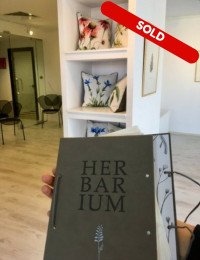 55_Herbarium – leather and paper with photos of the plants and Latin & Romanian name plus description of the flowers and their properties in Romanian-SOLD